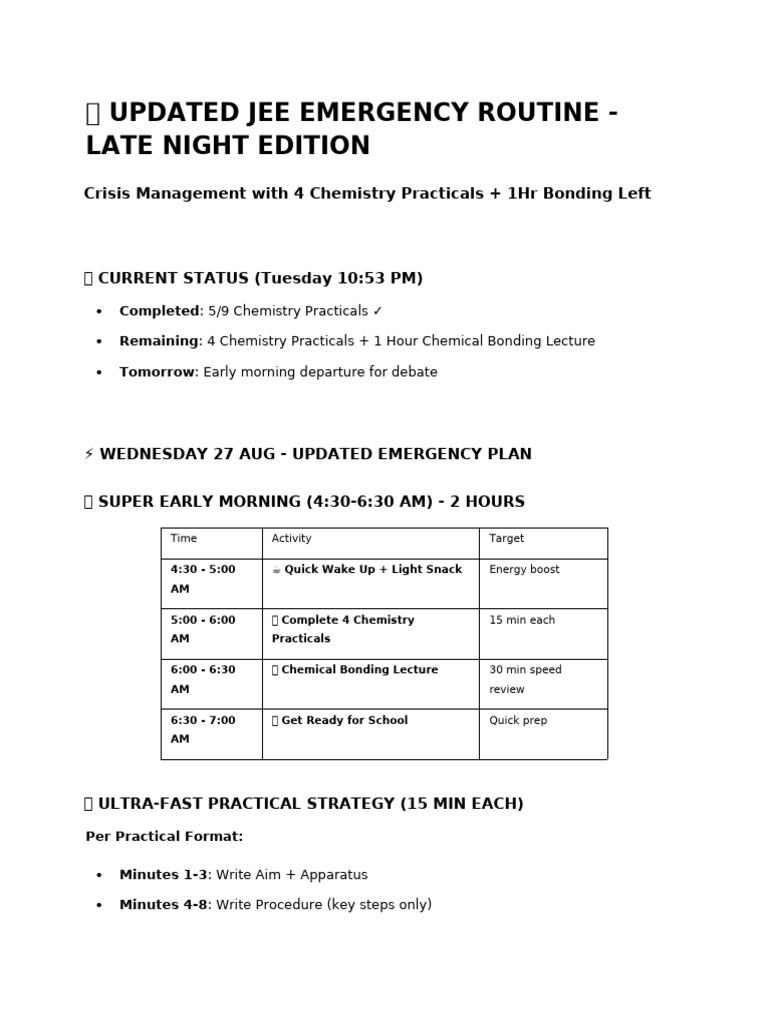 JEE Emergency Routine: Chemistry Crash Plan | PDF | Chemistry ...