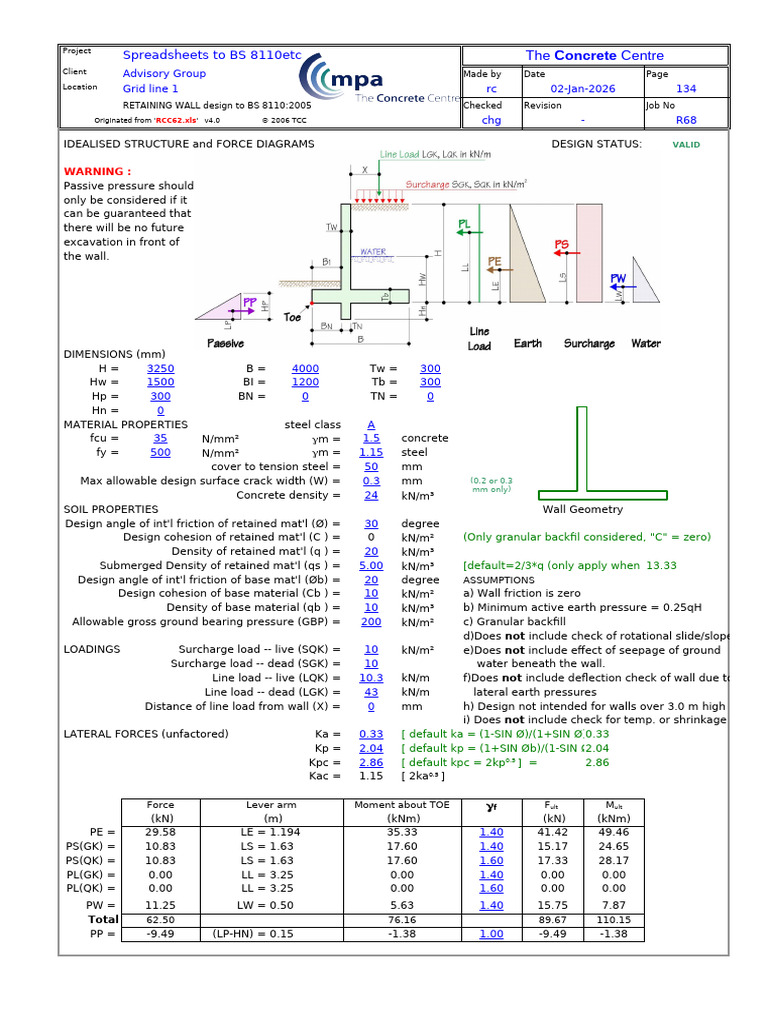 Retaining Wall Design BS 8110 Guide | PDF | Applied And ...