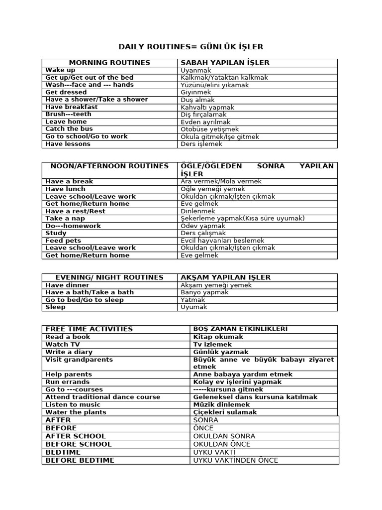 Daily Routines | PDF