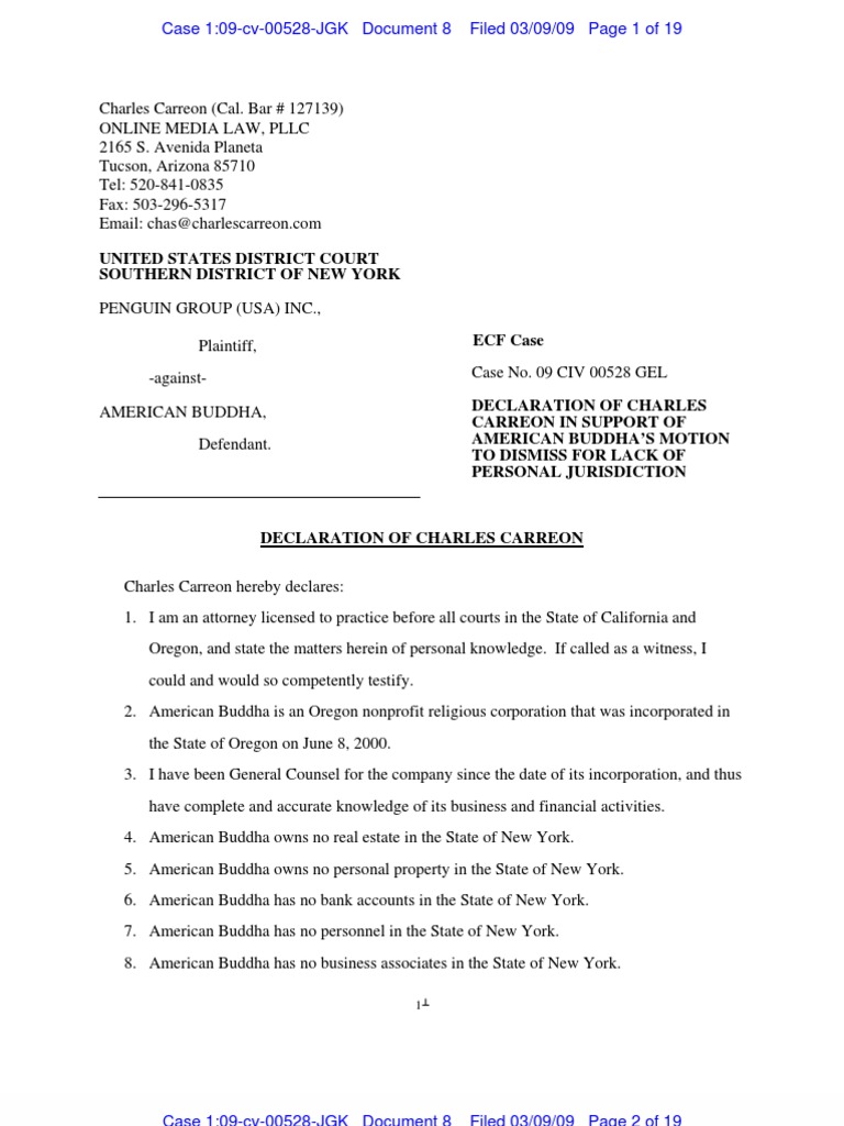 United States District Court Southern District of New York ECF Case