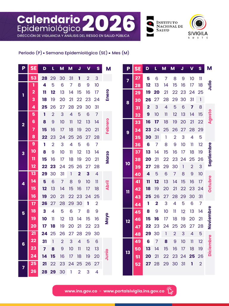 Calendario de Semanas Epidemiológicas | PDF