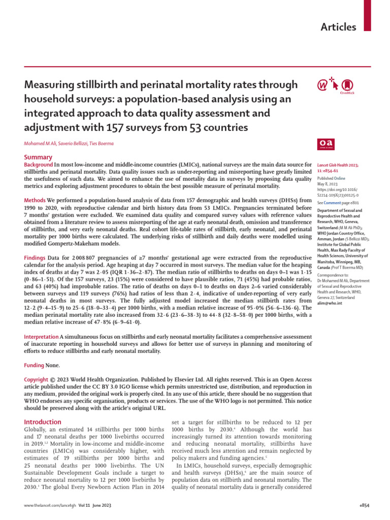 Enhancing Stillbirth Data Quality in LMICs | PDF | Infant Mortality ...