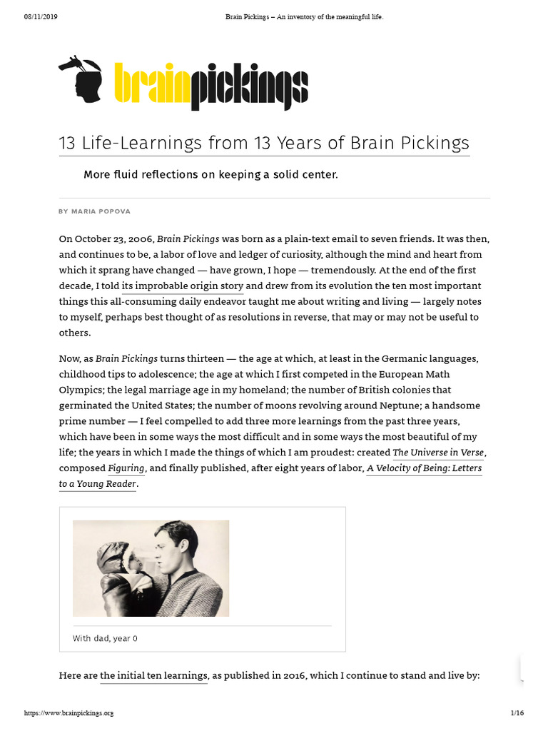 13 Life Lessons from Brain Pickings | PDF | William Blake | Mind