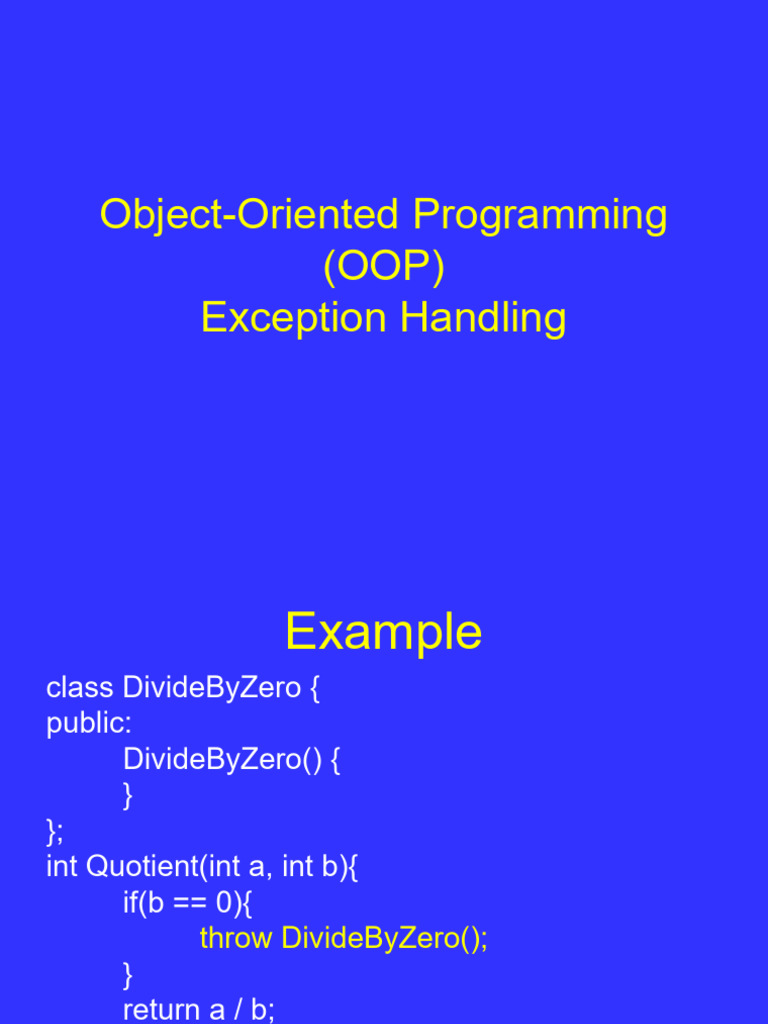 OOP Exception Handling and Stack Unwinding | PDF | Object Oriented ...