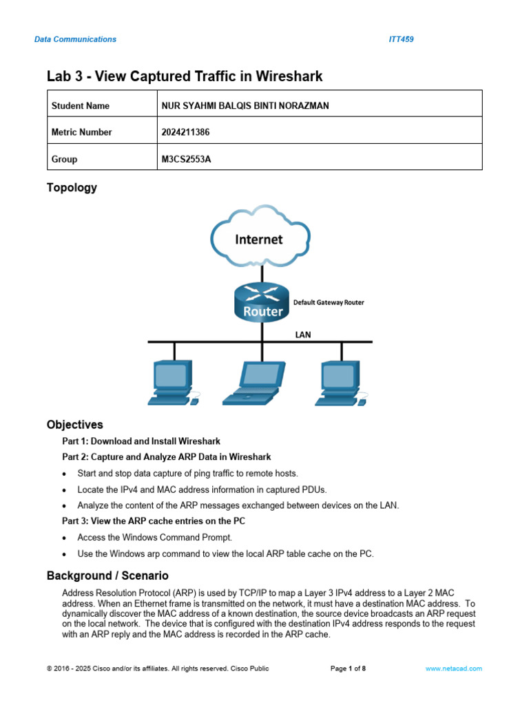 Analyze ARP Traffic with Wireshark | PDF | Computer Network | Internet ...