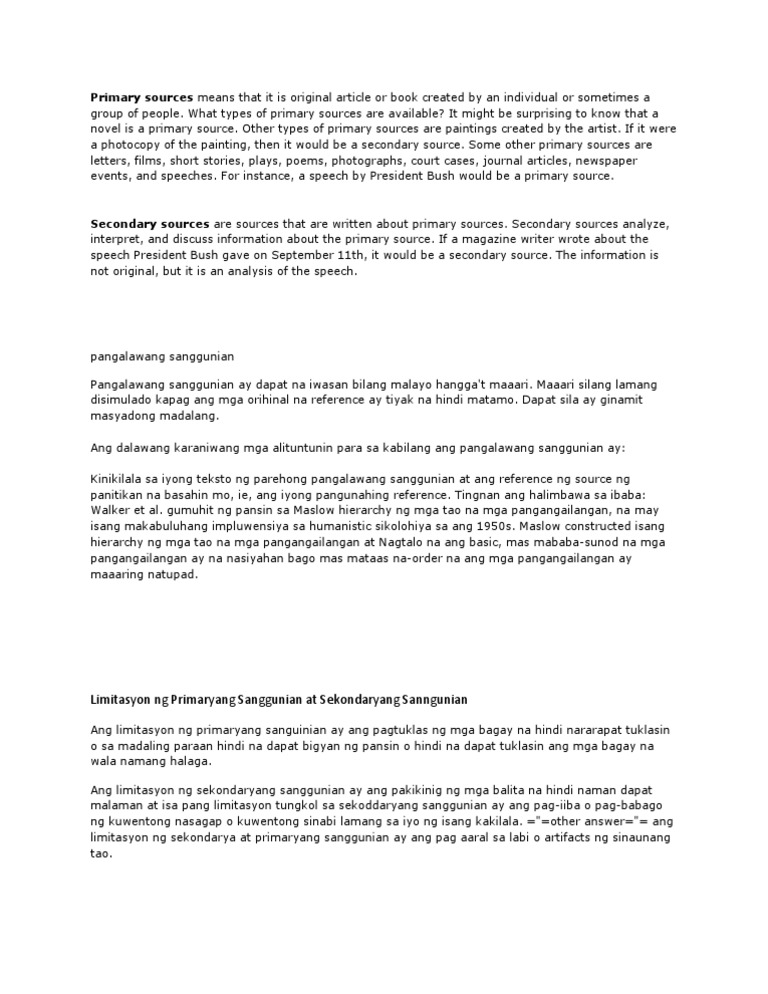 Pangalawang Sanggunian Pdf