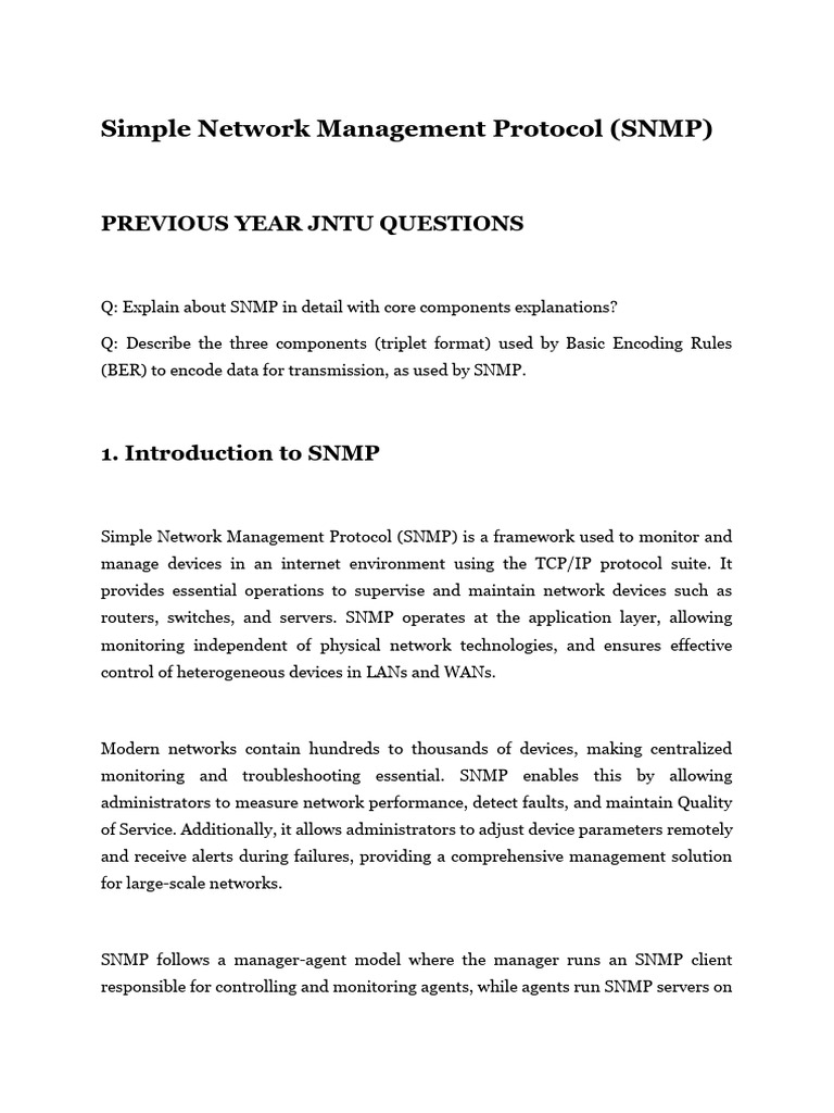 (23261A6633) SNMP notes | PDF | Port (Computer Networking) | Computer ...