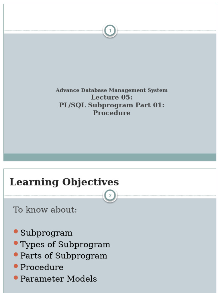 PL/SQL Procedures and Parameter Models | PDF | Pl/Sql | Parameter ...