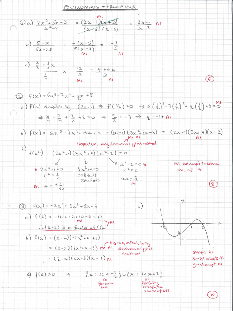 HWK - Polynomials and Proof Combined - Solutions | PDF
