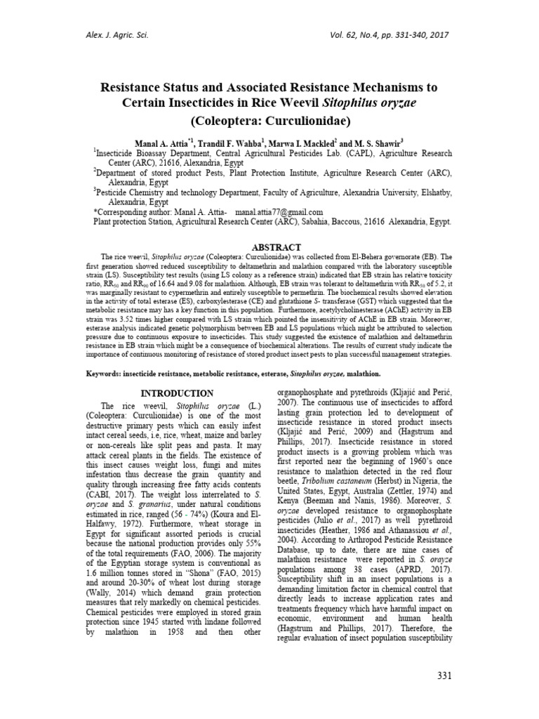 Resistance Status and Associated Resistance Mechan | PDF | Buffer ...