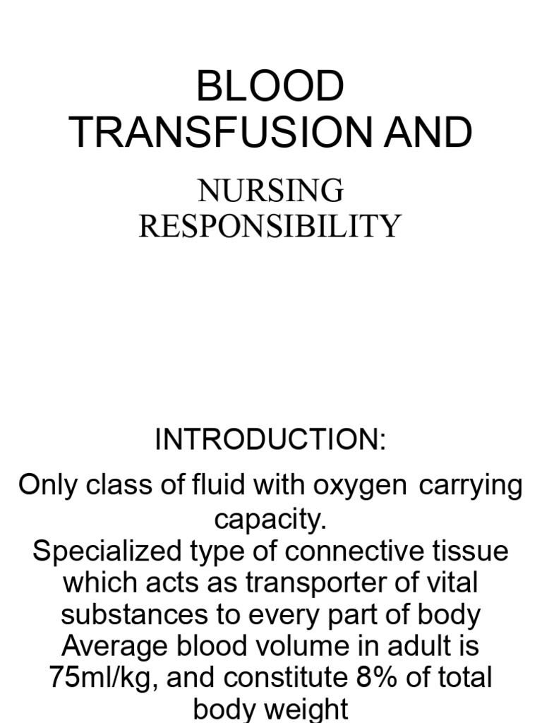 Blood Transfusion Nursing Guidelines | PDF | Blood Transfusion | Blood