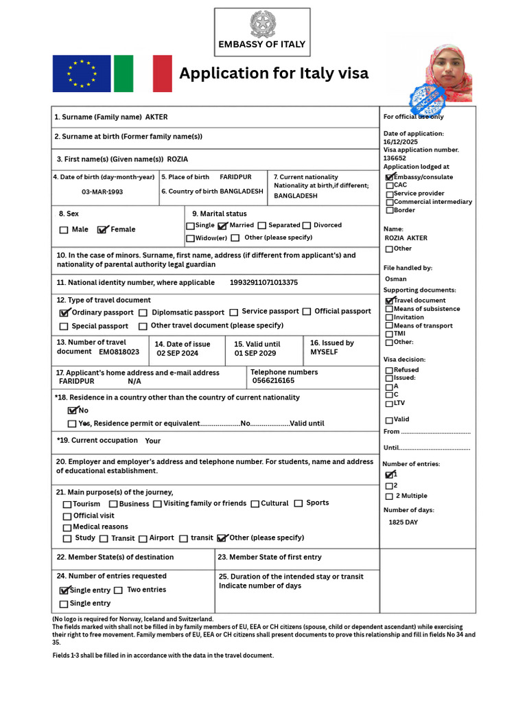 Italy Visa Application Form Guide | PDF | Government And Personhood ...
