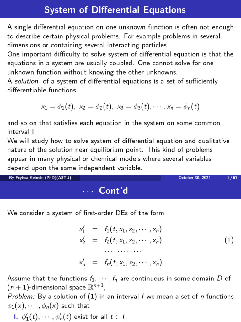 Solving Systems of Differential Equations | PDF | Eigenvalues And ...