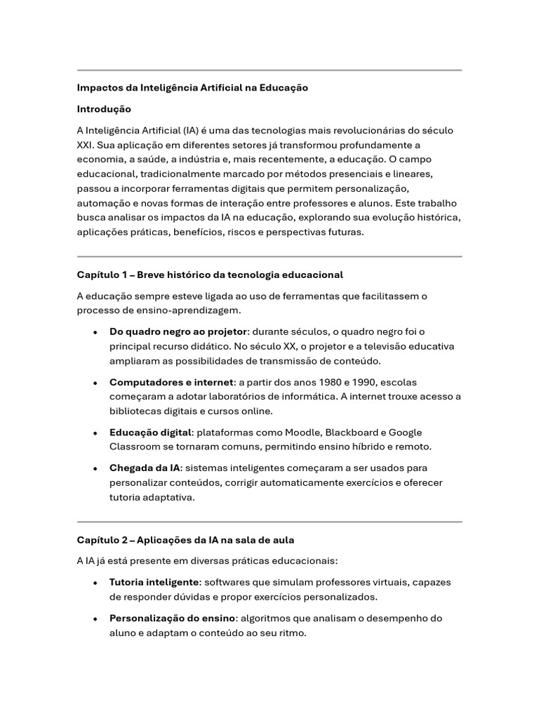 Impactos da IA na Educação Moderna | PDF | Inteligência artificial ...