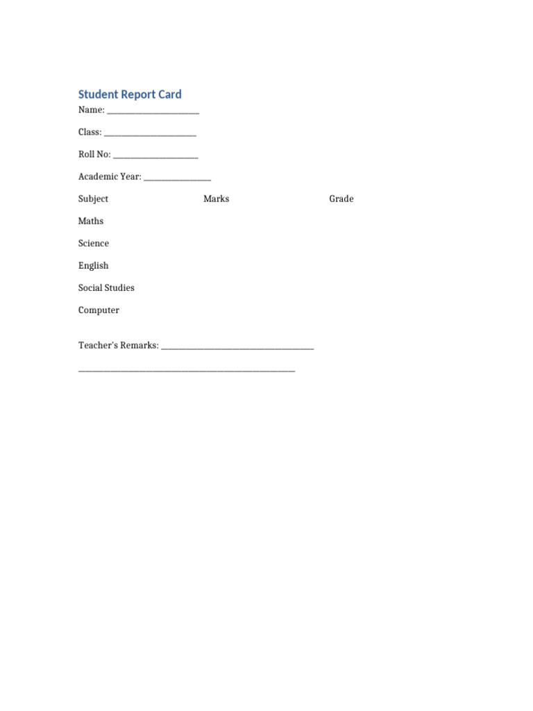 Student Report Card | PDF