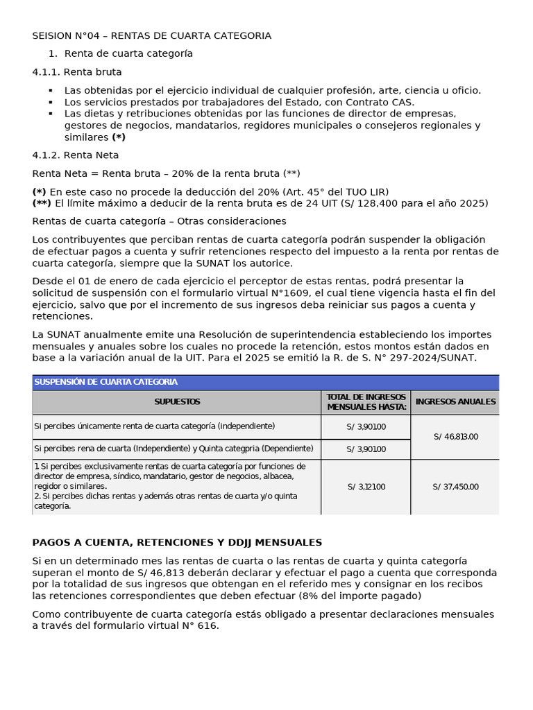 s4 - 4ta Categoria Impuestos | PDF | Impuesto sobre la renta | Donación