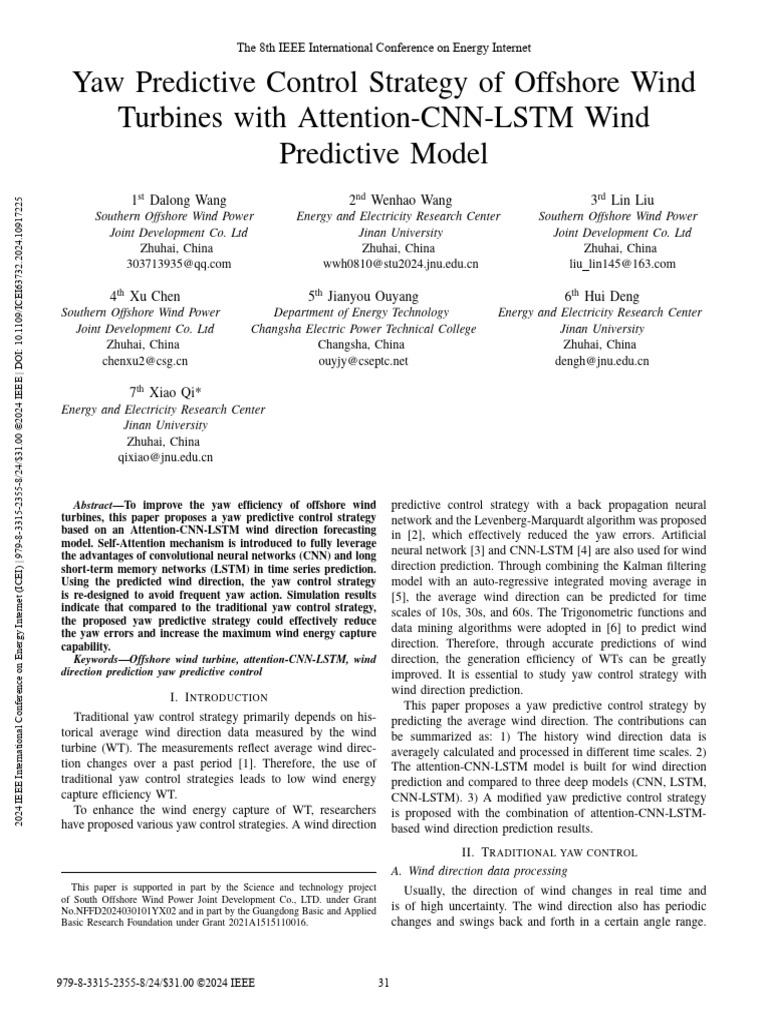Yaw Predictive Control Strategy of Offshore Wind Turbines With ...