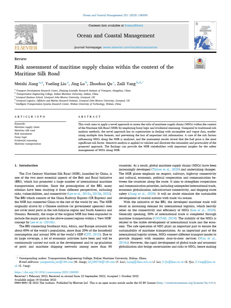 Risk Assessment of Maritime Supply Chains | PDF | Risk | Fuzzy Logic