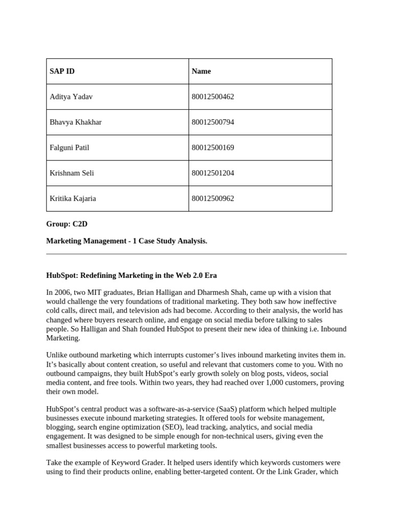 Hubspot Analysis | PDF | Marketing | Search Engine Optimization