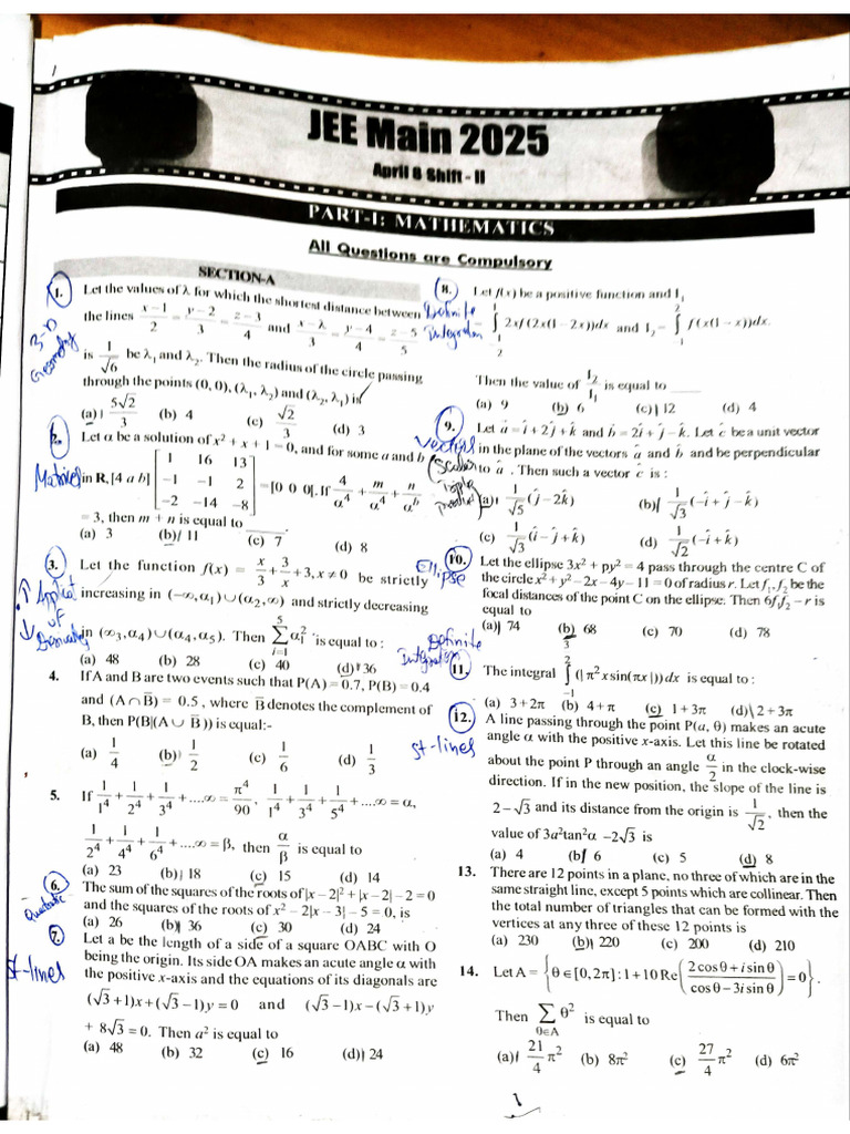 JEE Mains 2025 April 8, Shift 2 Question Paper With Answer Key and ...