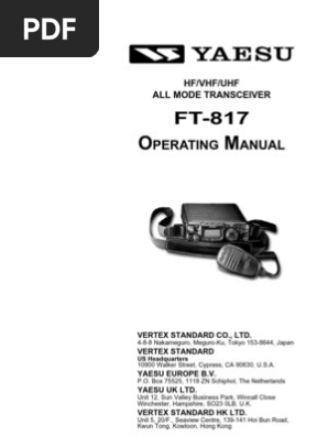 Yaesu Ft-817 Operating Manual | PDF