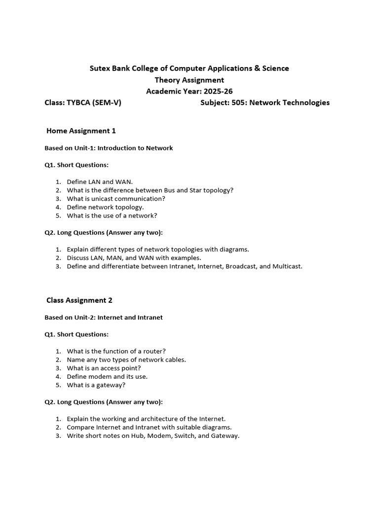 Network Technologies Assignment Guide | PDF