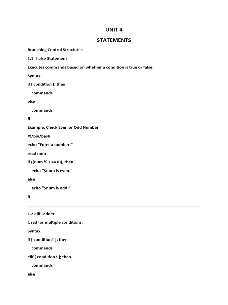 Shell Scripting Control Structures Guide | PDF | Control Flow ...