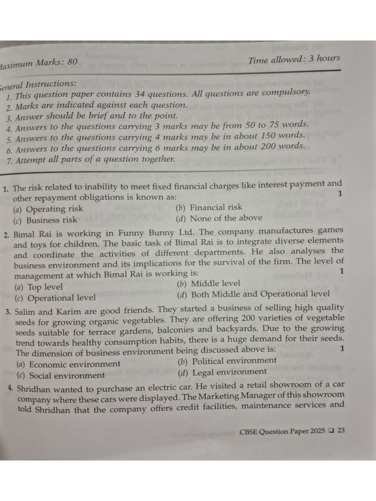 B.ST Sample Paper-3 | PDF