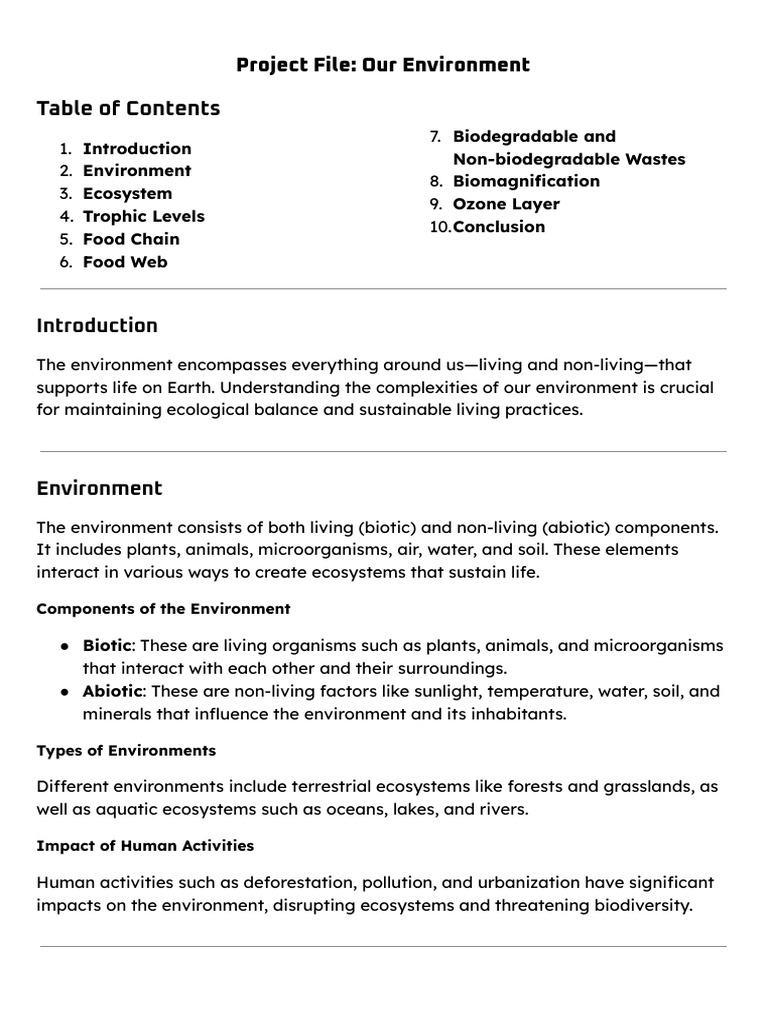 BIO PROJECT | PDF | Food Web | Ecosystem