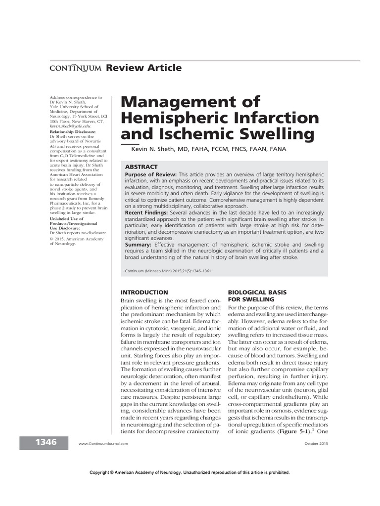 Management of Hemispheric Stroke Swelling | PDF | Stroke | Saline ...