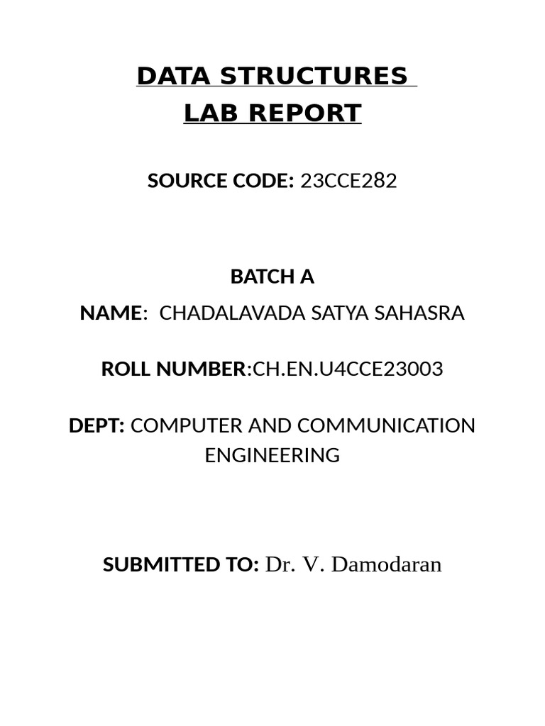 Data Structures Report Ch.en.u4cce23003 (1) | PDF | Queue (Abstract ...