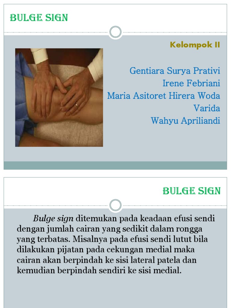 Penjelasan Bulge Sign pada Efusi Sendi | PDF