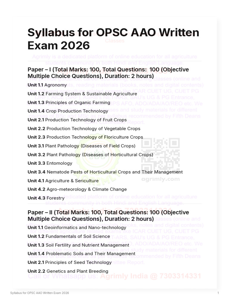 OPSC AAO Exam Syllabus 2026 | PDF