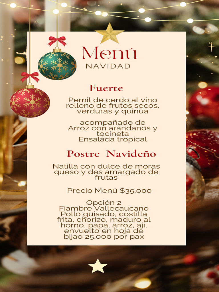 Menú Navideño: Delicias y Precios | PDF
