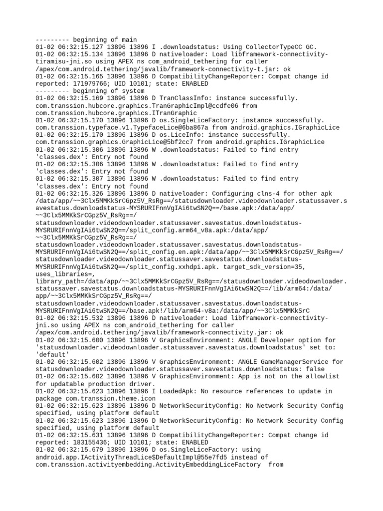 SS_logcat_1_02_06_32_16 | PDF | Computing Platforms | Operating System ...