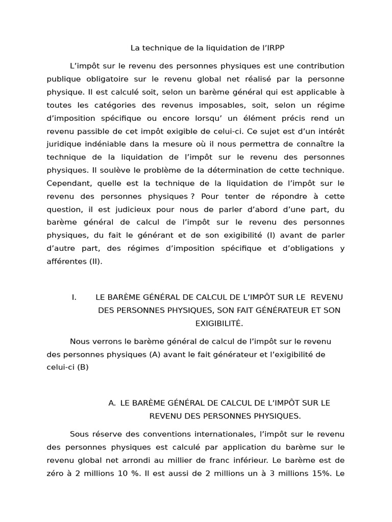 Liquidation de l'IRPP : Guide Complet | PDF | Impôt sur le revenu | Impôts
