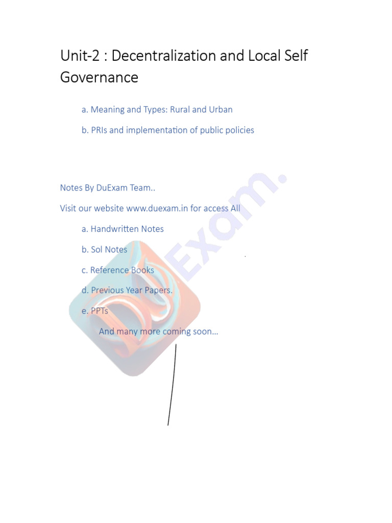 Public Administration in India Notes Unit-2(DuExam.in)_copy (3) | PDF ...