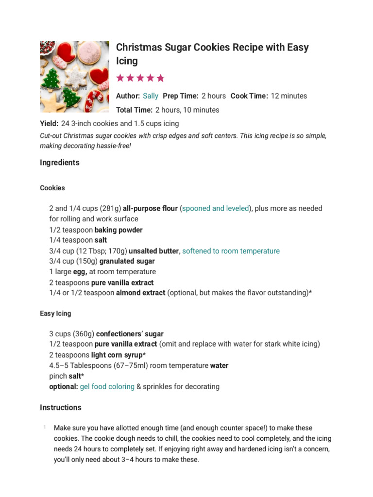 Easy Christmas Sugar Cookies Recipe | PDF | Teaspoon | Refrigerator
