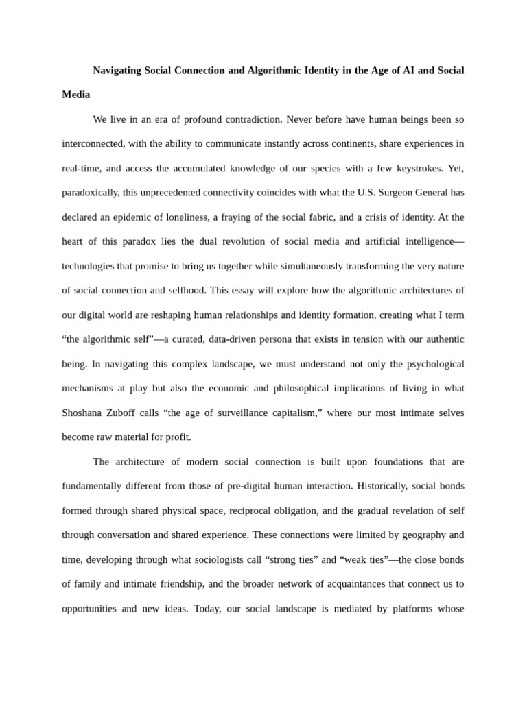 Social Connection and Identity in AI Age | PDF | Artificial ...