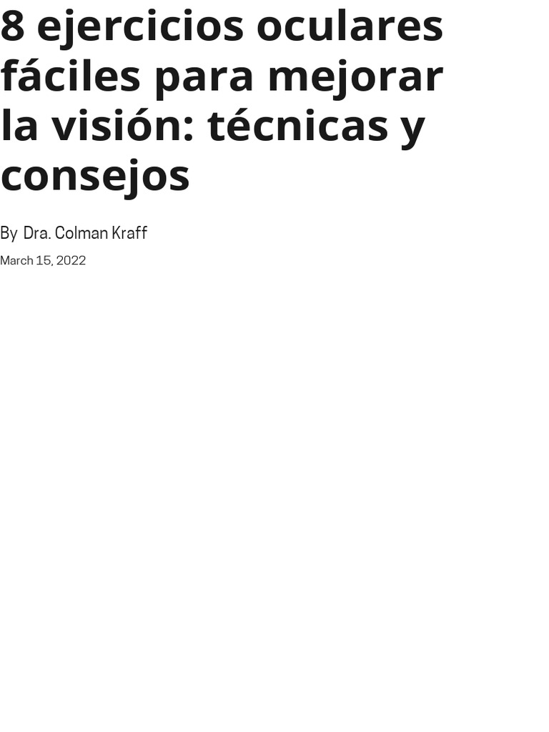 8 Ejercicios Oculares Fáciles para Mejorar La Visión - Técnicas y | PDF ...