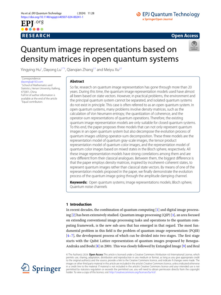 Quantum Image Models in Open Systems | PDF | Quantum Computing ...