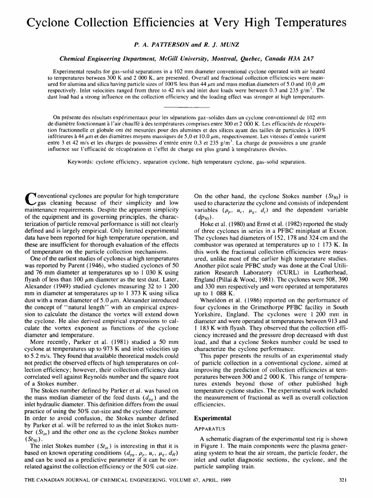 High-Temperature Cyclone Efficiency Study | PDF | Gases | Density