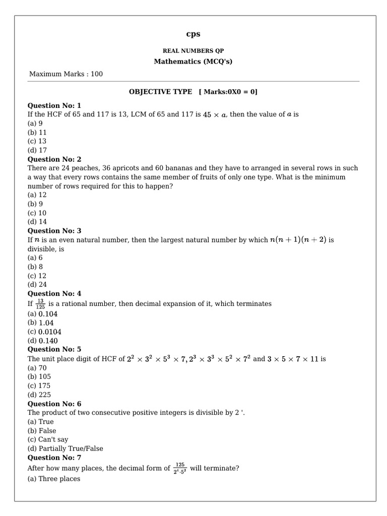 Sara Questions | PDF | Numbers | Factorization