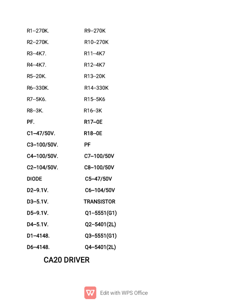 Electronic Component Specifications List | PDF