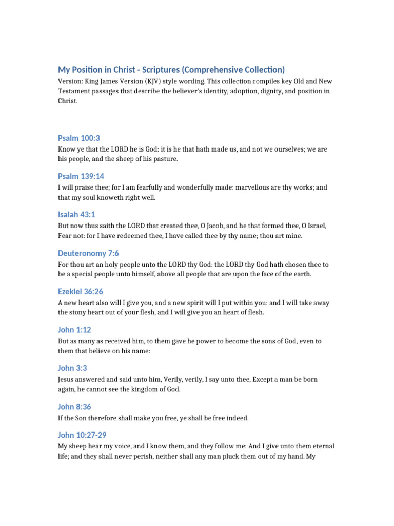 Scriptures on Believer's Identity in Christ | PDF | Epistle To The ...