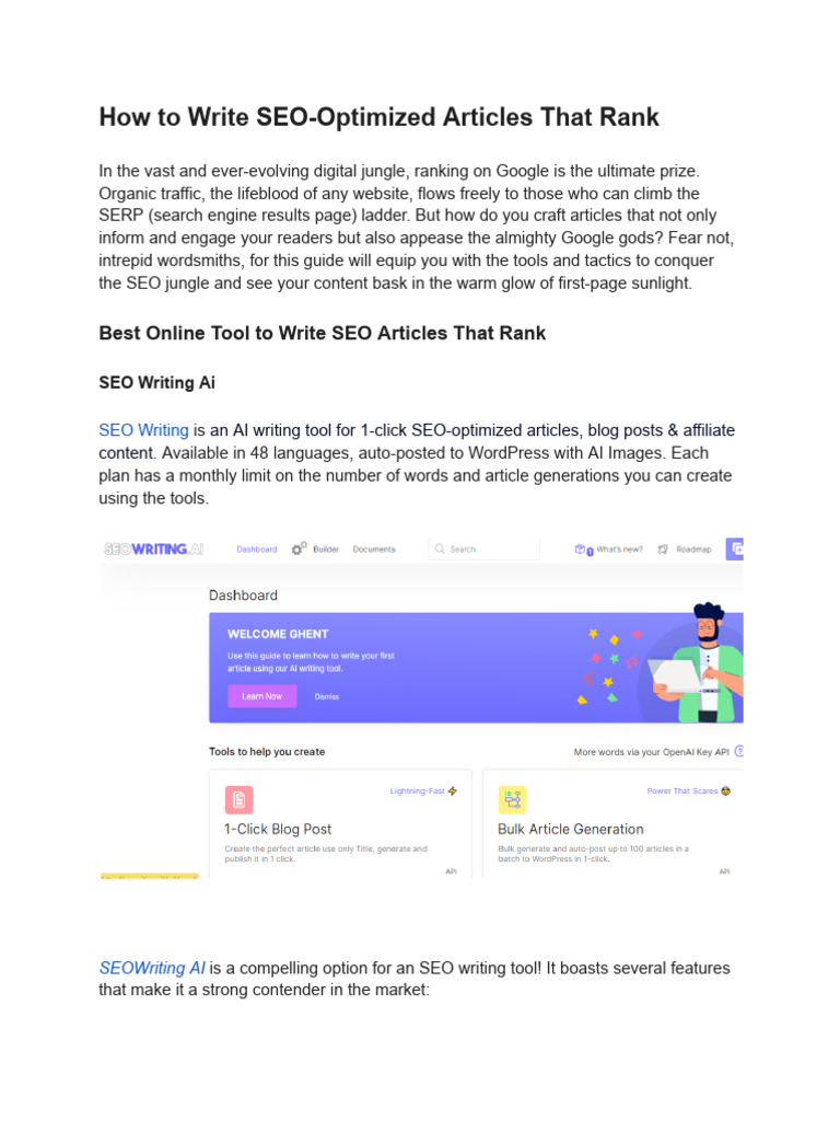 How to Write SEO-Optimized Articles That Rank | PDF | Search Engine ...