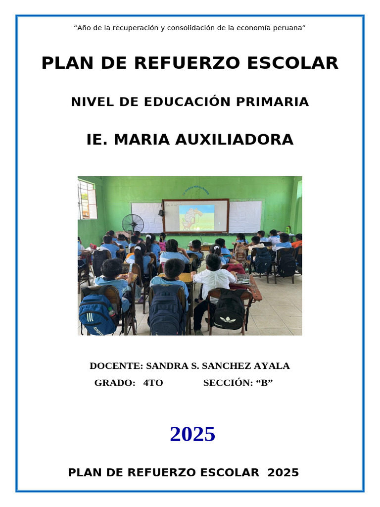 Plan de Refuerzo Escolar 2025 en Perú | PDF | Educación primaria | Ángulo