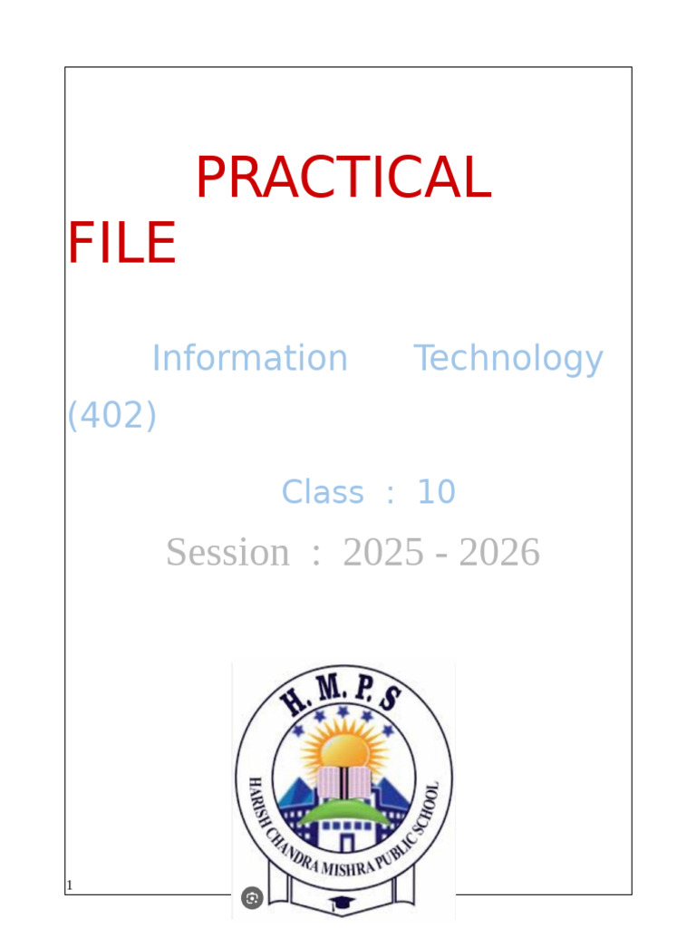 Class 10 IT Practical File 2025-26 | PDF