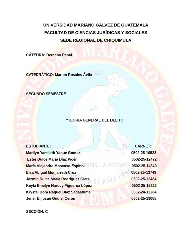 Teoría General del Delito en Guatemala | PDF | Intención (Derecho Penal ...
