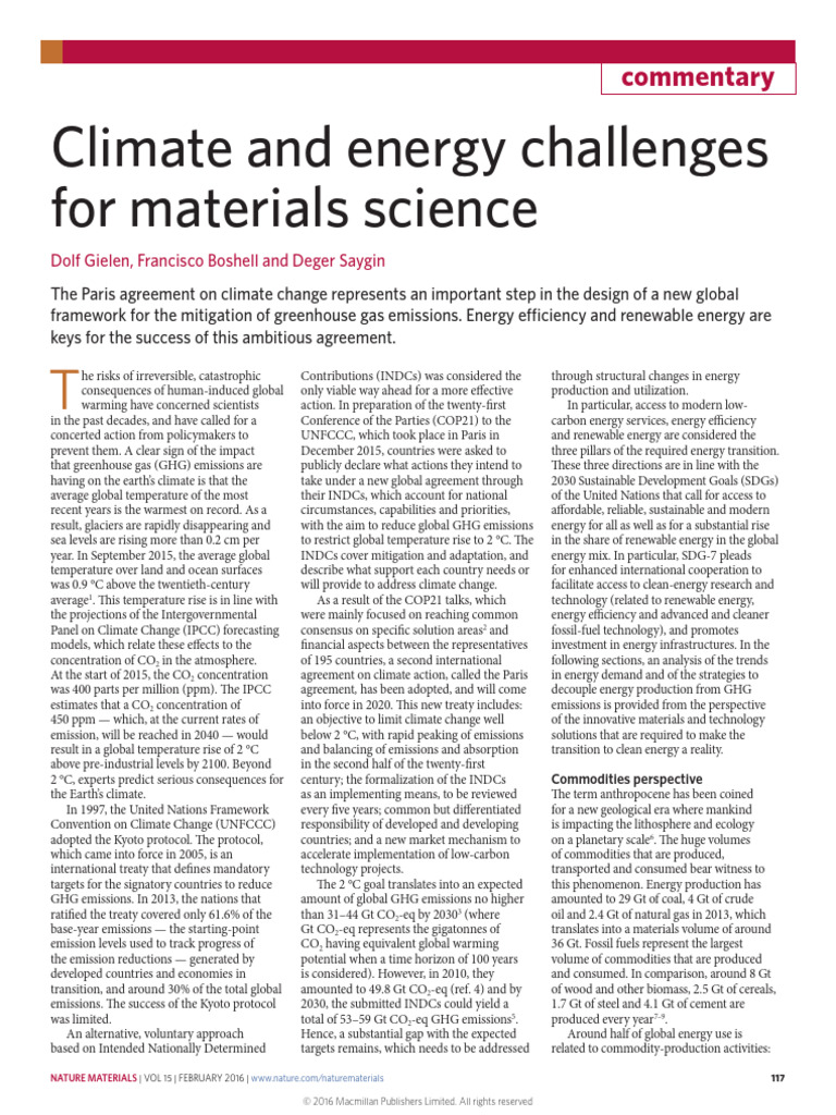 Climate Challenges in Materials Science | PDF | Climate Change ...